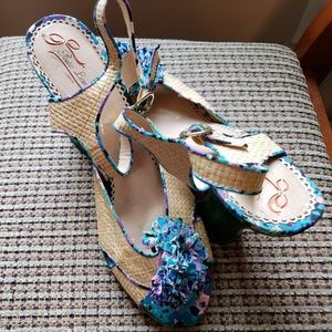 Poetic license wicker + floral heels